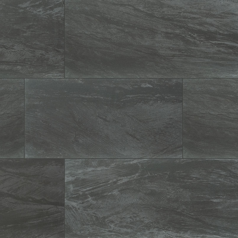 Porcelain tile in dark gray black color